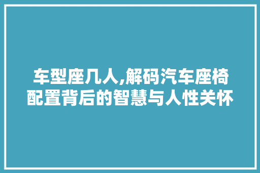 车型座几人,解码汽车座椅配置背后的智慧与人性关怀
