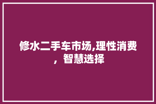 修水二手车市场,理性消费，智慧选择