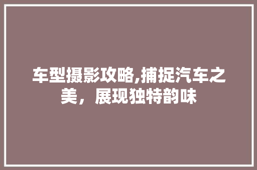 车型摄影攻略,捕捉汽车之美，展现独特韵味