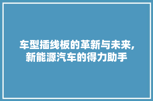 车型插线板的革新与未来,新能源汽车的得力助手