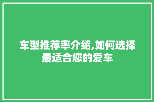 车型推荐率介绍,如何选择最适合您的爱车