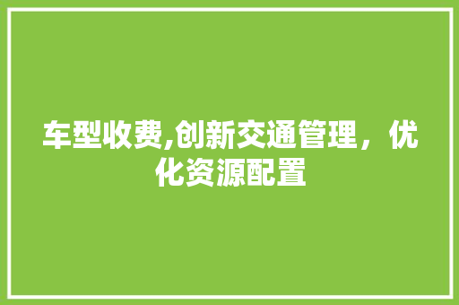 车型收费,创新交通管理，优化资源配置