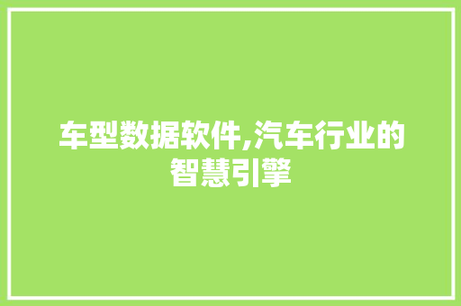车型数据软件,汽车行业的智慧引擎