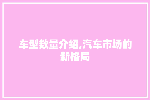车型数量介绍,汽车市场的新格局