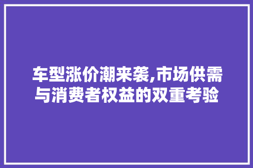 车型涨价潮来袭,市场供需与消费者权益的双重考验
