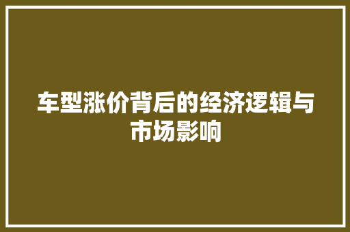 车型涨价背后的经济逻辑与市场影响