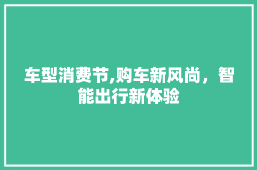 车型消费节,购车新风尚，智能出行新体验