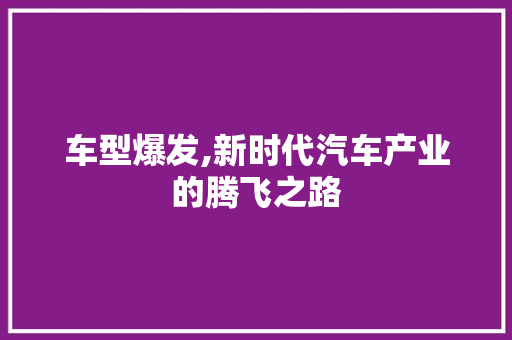 车型爆发,新时代汽车产业的腾飞之路