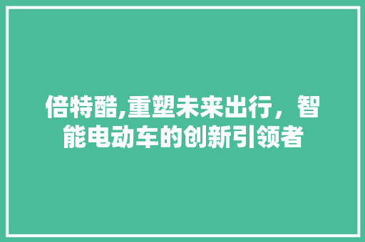 倍特酷,重塑未来出行，智能电动车的创新引领者