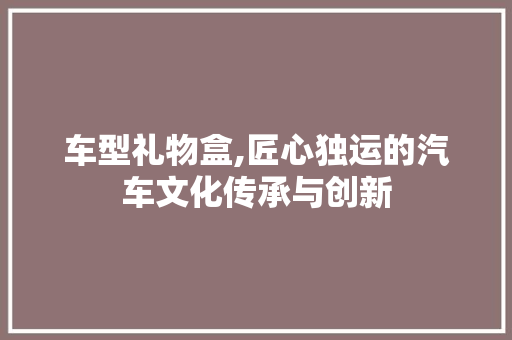 车型礼物盒,匠心独运的汽车文化传承与创新