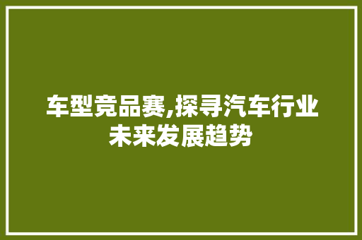 车型竞品赛,探寻汽车行业未来发展趋势