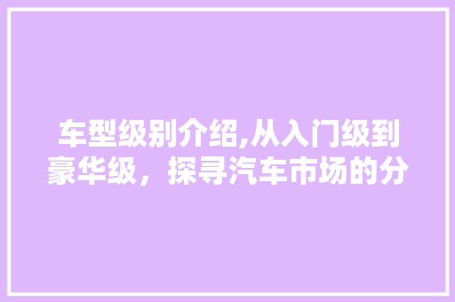 车型级别介绍,从入门级到豪华级，探寻汽车市场的分级奥秘