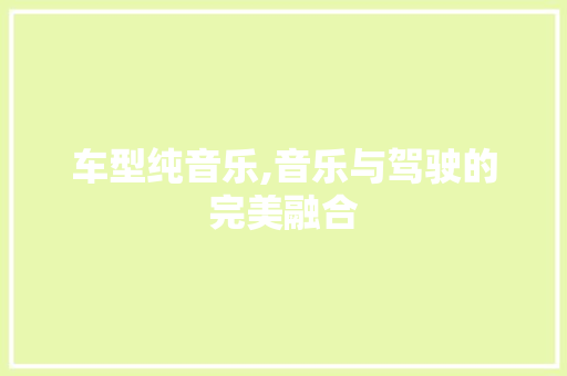 车型纯音乐,音乐与驾驶的完美融合