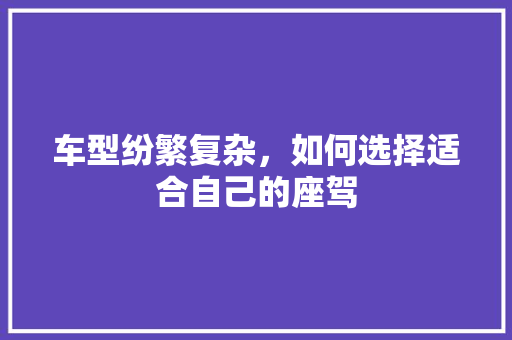 车型纷繁复杂，如何选择适合自己的座驾