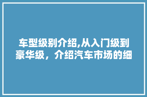 车型级别介绍,从入门级到豪华级，介绍汽车市场的细分世界