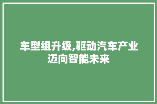 车型组升级,驱动汽车产业迈向智能未来
