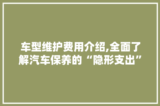 车型维护费用介绍,全面了解汽车保养的“隐形支出”