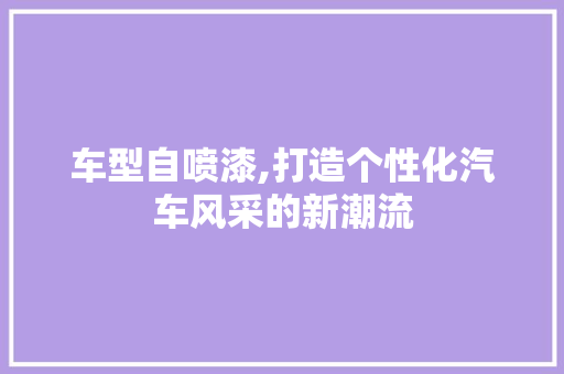 车型自喷漆,打造个性化汽车风采的新潮流