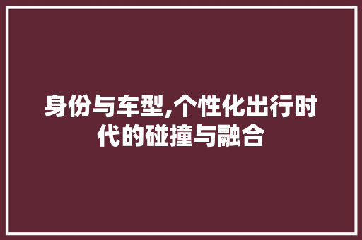身份与车型,个性化出行时代的碰撞与融合
