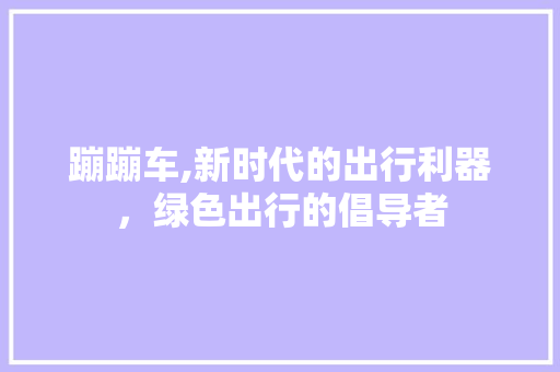 蹦蹦车,新时代的出行利器，绿色出行的倡导者