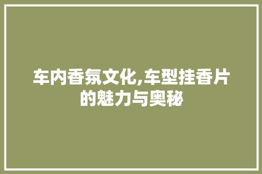 车内香氛文化,车型挂香片的魅力与奥秘