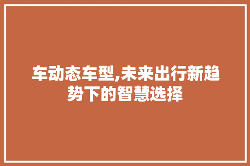 车动态车型,未来出行新趋势下的智慧选择