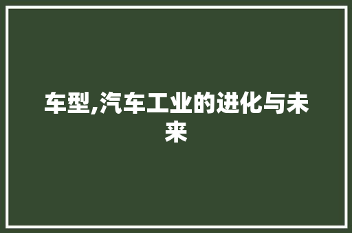 车型,汽车工业的进化与未来
