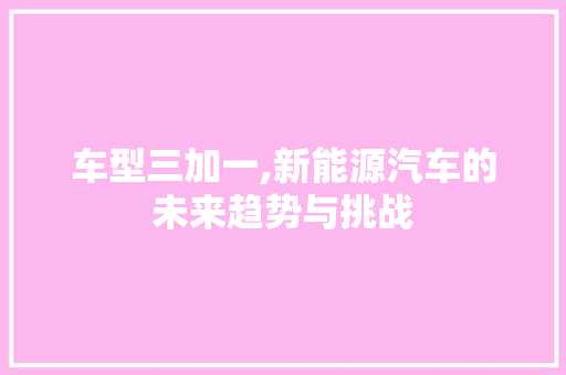 车型三加一,新能源汽车的未来趋势与挑战