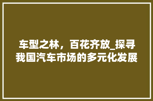 车型之林，百花齐放_探寻我国汽车市场的多元化发展
