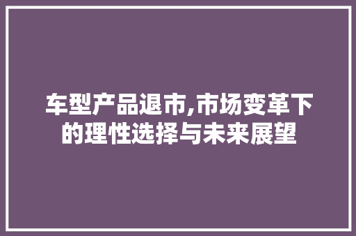 车型产品退市,市场变革下的理性选择与未来展望