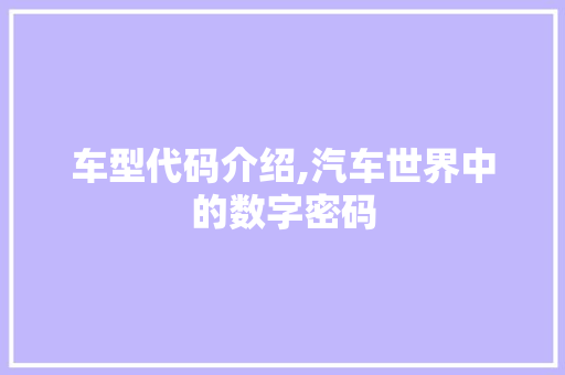 车型代码介绍,汽车世界中的数字密码