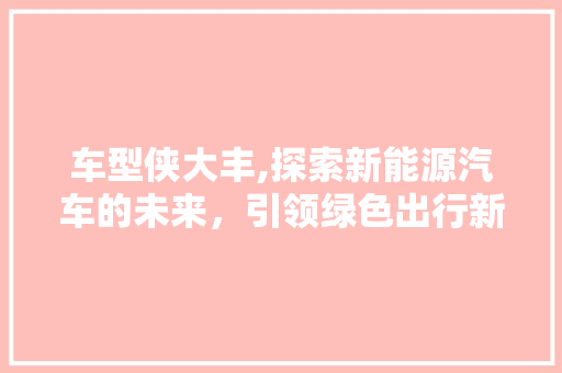 车型侠大丰,探索新能源汽车的未来，引领绿色出行新风尚
