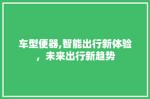 车型便器,智能出行新体验，未来出行新趋势