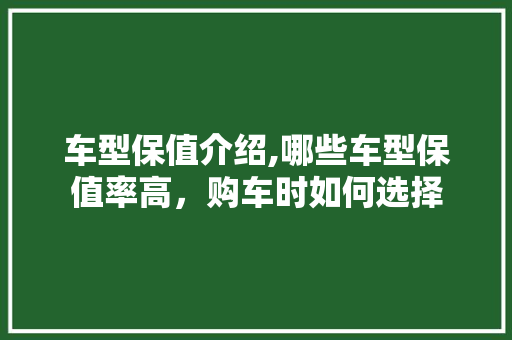 车型保值介绍,哪些车型保值率高，购车时如何选择