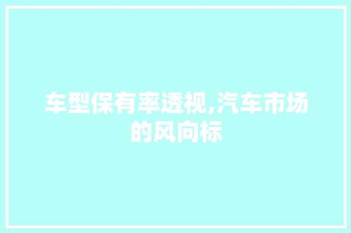 车型保有率透视,汽车市场的风向标