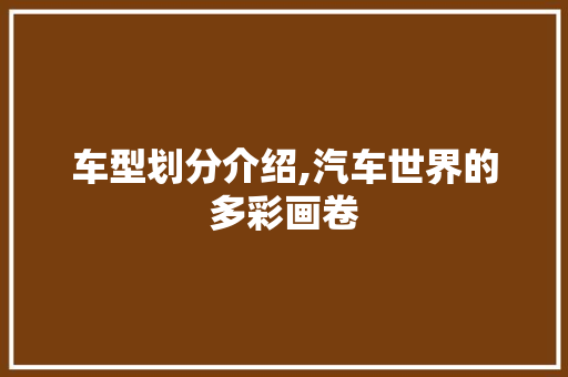 车型划分介绍,汽车世界的多彩画卷