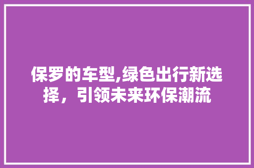 保罗的车型,绿色出行新选择，引领未来环保潮流