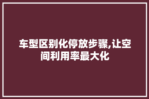 车型区别化停放步骤,让空间利用率最大化