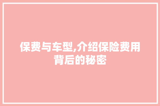 保费与车型,介绍保险费用背后的秘密 蓄电池配件