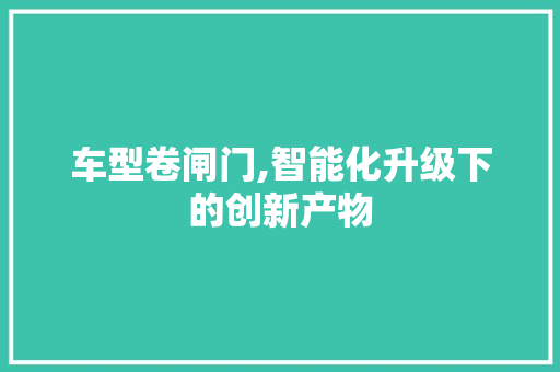 车型卷闸门,智能化升级下的创新产物