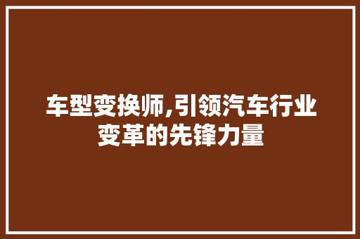 车型变换师,引领汽车行业变革的先锋力量