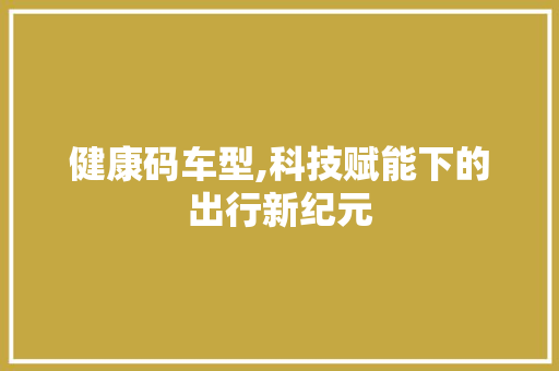 健康码车型,科技赋能下的出行新纪元