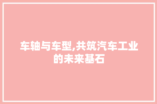 车轴与车型,共筑汽车工业的未来基石