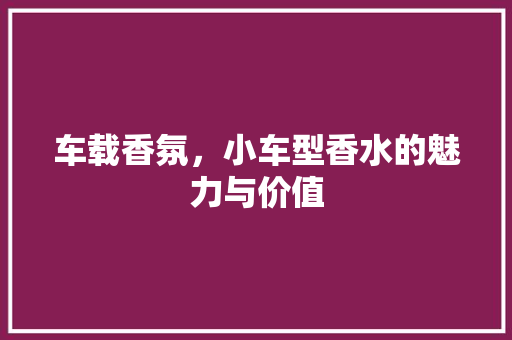 车载香氛，小车型香水的魅力与价值