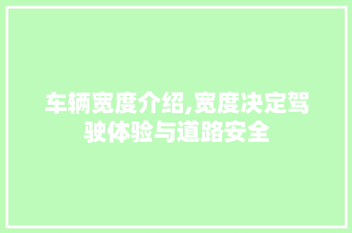 车辆宽度介绍,宽度决定驾驶体验与道路安全
