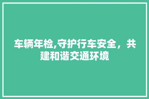 车辆年检,守护行车安全，共建和谐交通环境