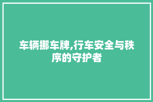 车辆挪车牌,行车安全与秩序的守护者
