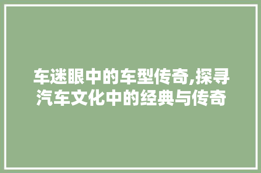 车迷眼中的车型传奇,探寻汽车文化中的经典与传奇