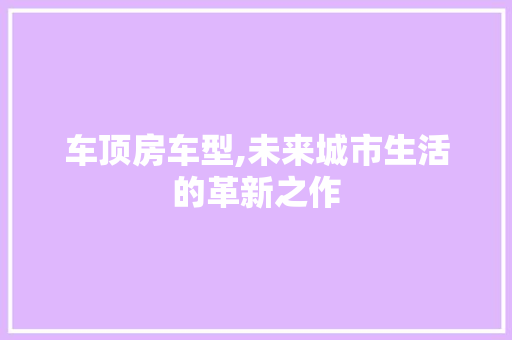 车顶房车型,未来城市生活的革新之作