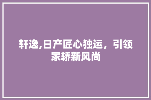 轩逸,日产匠心独运，引领家轿新风尚